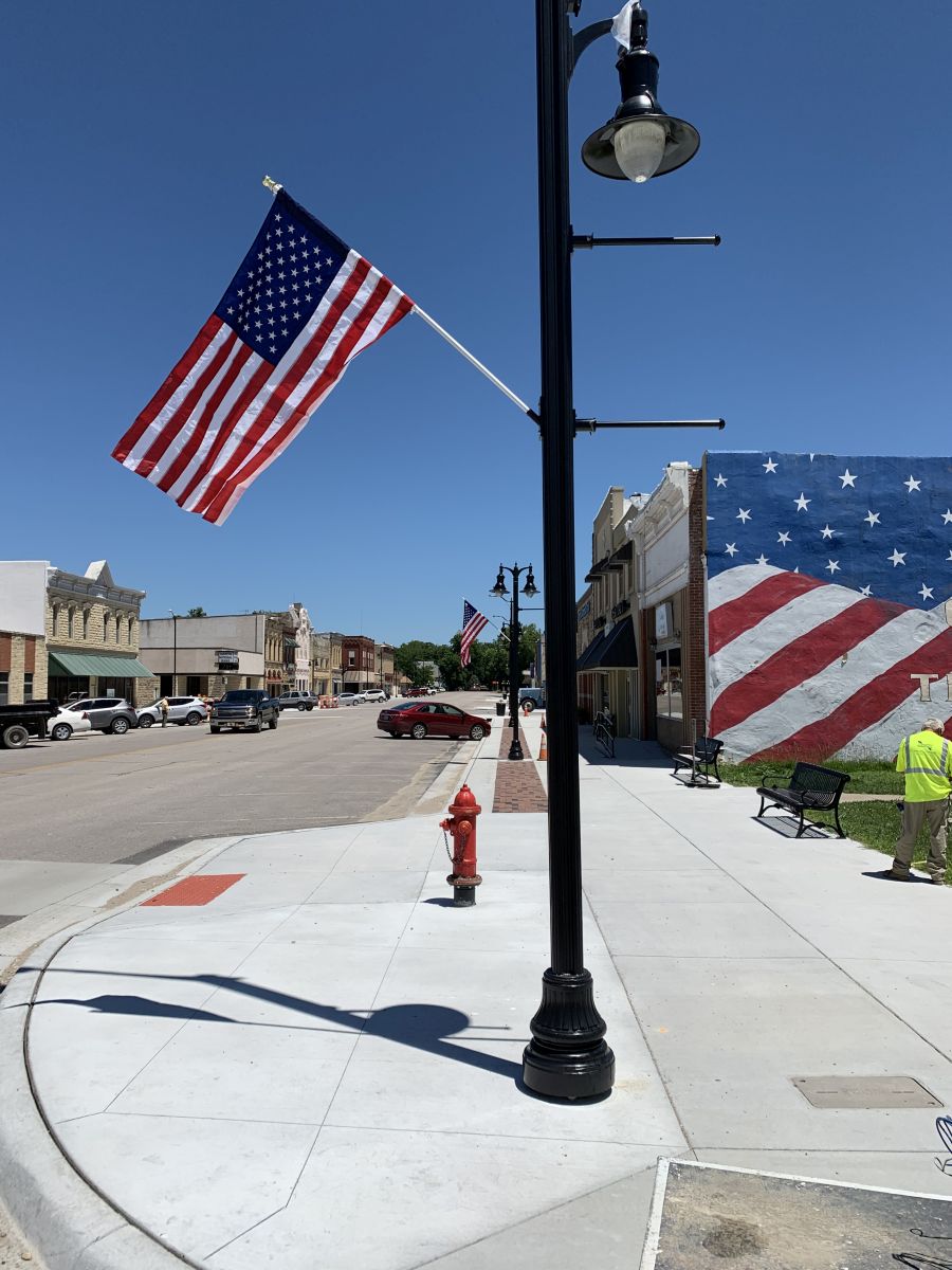 Marion Streetscape Sidewalk Completion with Flag and Banner